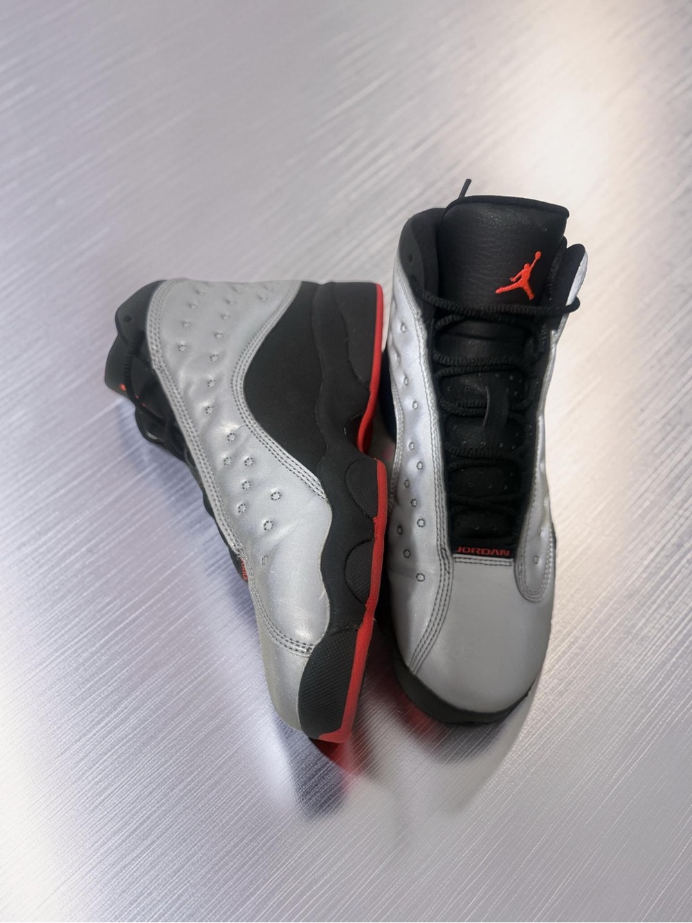 Jordan Retro 13 Silver Black Red Basketball Shoes